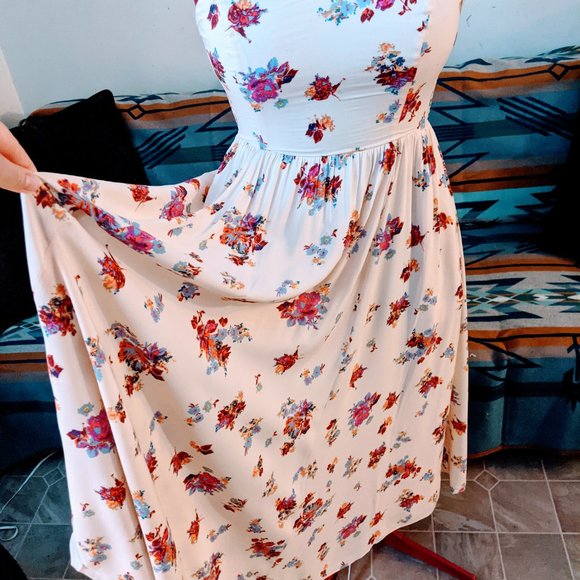 🌺🌷 Free People Sweetheart Bustline Smocked Floral Romantic Dress 12 L XL - Picture 5 of 10